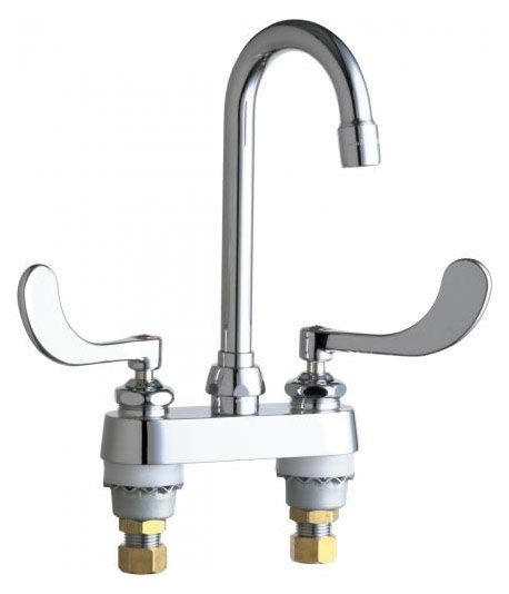 895-317ABCP Chicago 4&#39;&#39; Lav.
Faucet W/ GN1A Gooseneck
Spout Wrist Blade Handles &amp;
E3 Aerator-Less PopUp-LEAD
FREE