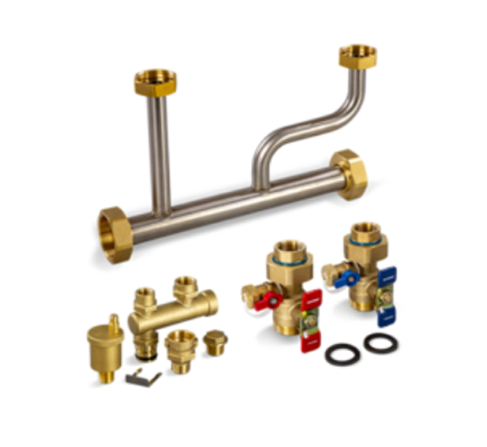 Navien 30026576A NCB-H &amp; NFC-H 
Primary Stainless Steel 
Manifold With 1&quot; Valve Kit  
SYSTEM CONNECTION IS 1-1/2&quot; 
FEMALE THREAD