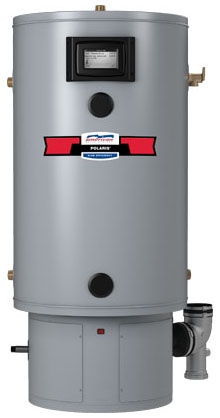 Polaris PGC3 50-130-2NV SS
SEALED COMB. 50 Gallon, 
130,000 BTU, NATURAL GAS WATER 
HEATER, 95 % EFF, 150 GPH 1&quot;
H&amp;C CONN, 176#