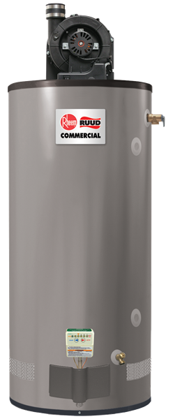 Rheem GPV75-76FV PWR VENT
COMM. WTR. HTR NATURAL GAS 75
GAL 75 MBH 3-Yr. Warr. 330#
Hgt - To Top of Power Venter
68&quot; Dia. 26-1/4&quot; Water
Connections.1&quot; - Uses
AP14378-2 Blower