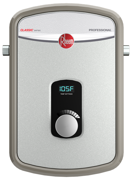 Rheem Residential Tankless
Electric Water Heater 240
Volt, 8.0 kW, 33 amps,
Recommended Breaker Size:
(1x40)A, Wire Size: 8 AWG,
Min. Flow Rate: .3 GPM, Max
Flow Rate: 4.8 GPM 